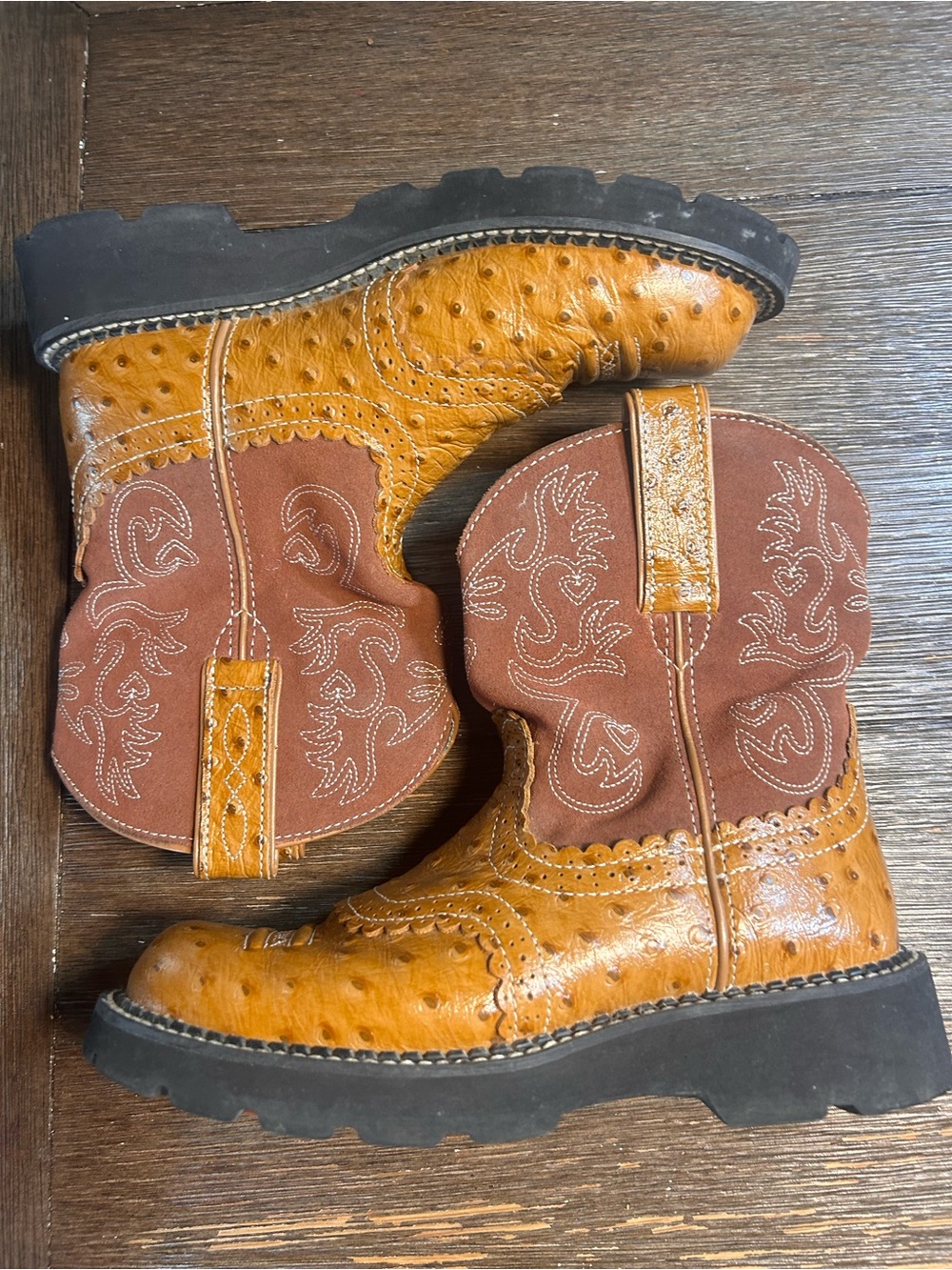 Ariat Fatbaby Ostrich Print sweater Boots size 7.5 - Picture 6 of 15